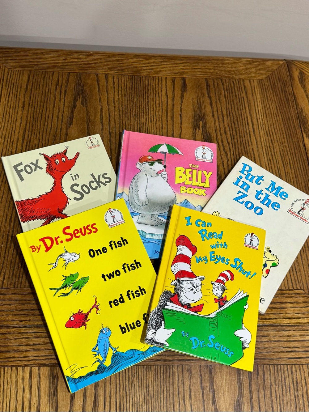 5 Dr. Seuss Classic Beginner Books Fox Socks, Belly, Zoo, Fish & Read Eyes Shut